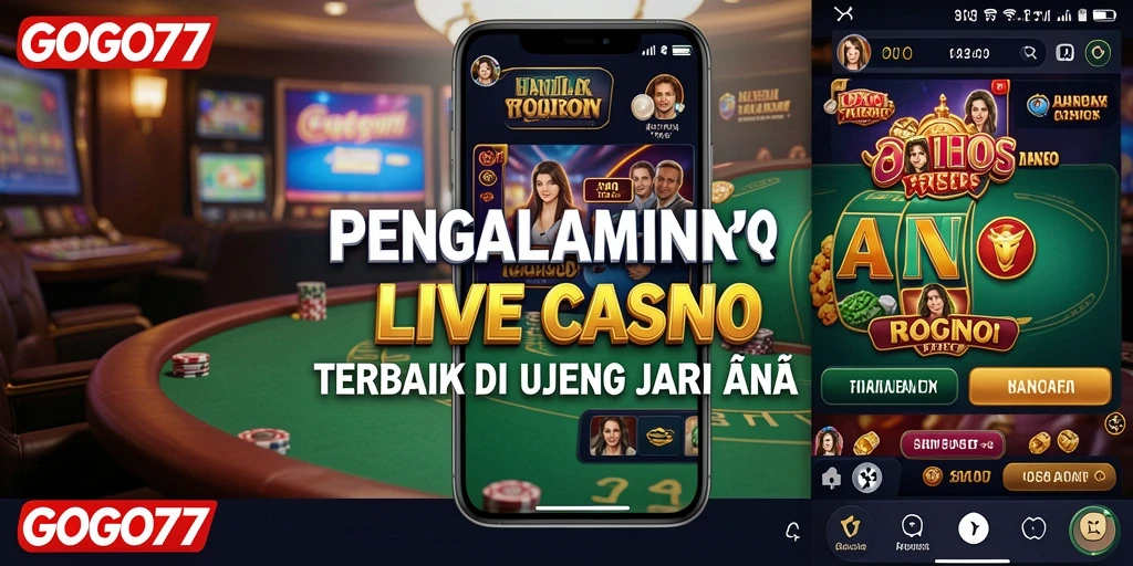 Screenshot GOGO77 menampilkan dealer langsung dan permainan kasino interaktif.