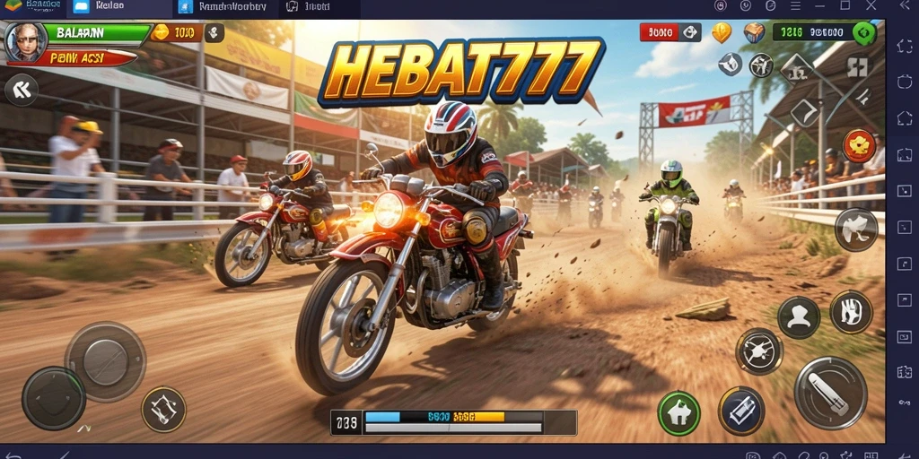 Tampilan mendebarkan dari gameplay balapan motor HEBAT777.