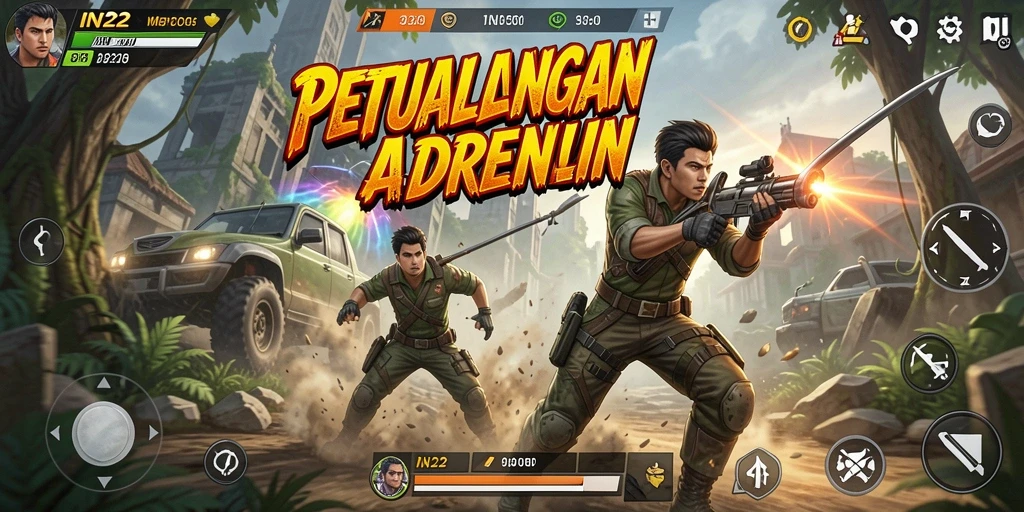 Screenshot gameplay IN22 dengan aksi menegangkan.