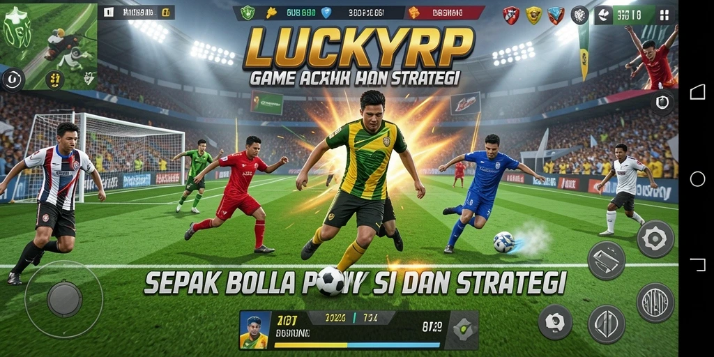 Screenshot gameplay <strong>LUCKYRP</strong> yang menampilkan momen penting dalam pertandingan sepak bola.