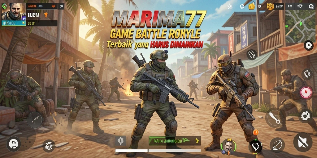Menampilkan pertarungan epik dalam game Battle Royale MARIMA77.