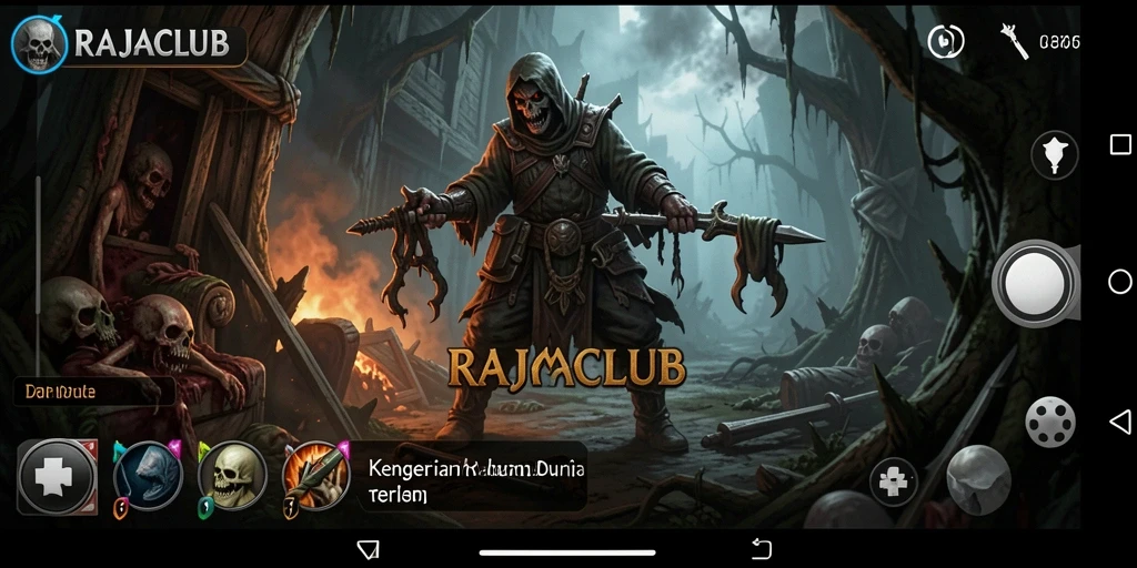 Tampilan gameplay menegangkan dari RAJACLUB dengan atmosfer Horror yang mencekam.