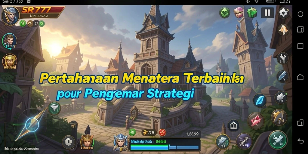 Screenshot gameplay SR777 dengan aksi menara pertahanan.