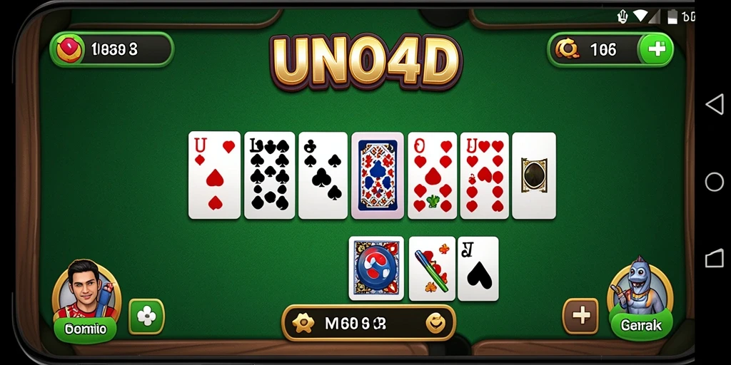 Screenshot gameplay UNO4D yang menunjukkan keseruan permainan Domino.